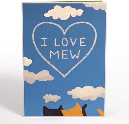 Lovepop Love Pop-Up Card for Her and Him - 3D Greeting Cards for Boys, Girls, Men, Women - I Love Mew Cats - 5" x 7" Card - Blank Notecard & Envelope Included