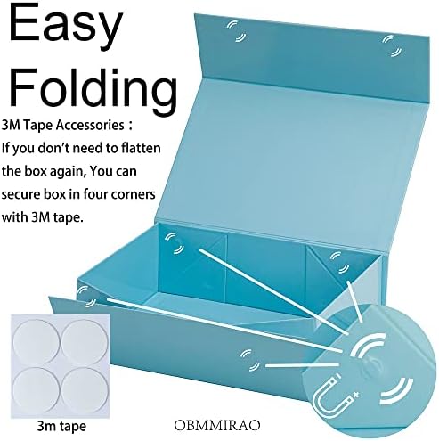 blue magnetic large gift box with lid, 13x9x4 showing dimensions