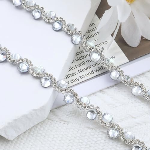 6 yards silver white self adhesive rhinestone ribbon, close-up detail