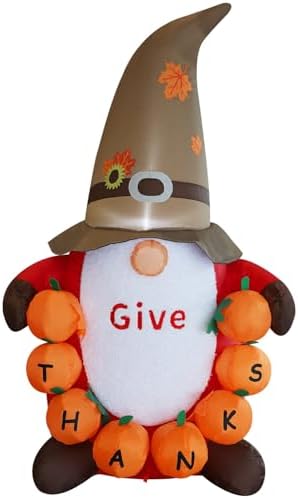 juegoal thanksgiving inflatable gnome, 4 ft lighted cute on a desk or shelf