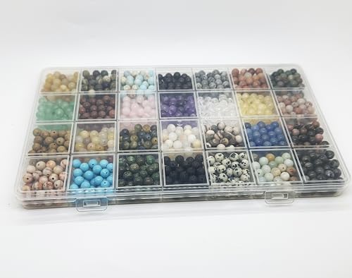 6mm natural stone beads, round crystals bead genuine, front angle view
