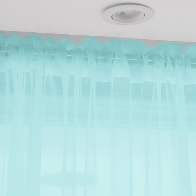 Window Lake Blue Sheer Curtains 72 Inches Long 2 Panels Sheer Curtain Basic Rod Pocket Panel for Bedroom Children Living Room Yard Kitchen (Lake Blue, 52" W x 72" L | 2 pcs)