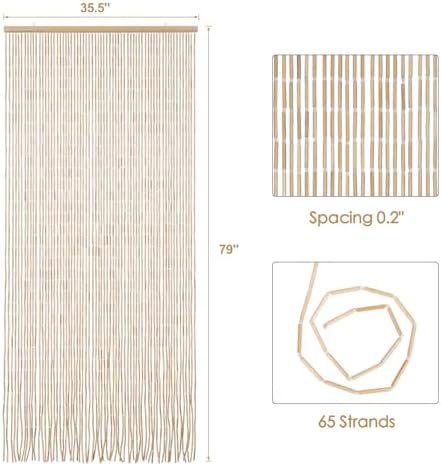 bechaeo handmade bamboo beaded curtain for doorway, natural on a desk or shelf