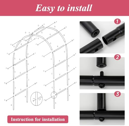 thickened tube garden arch trellis - metal garden showing dimensions