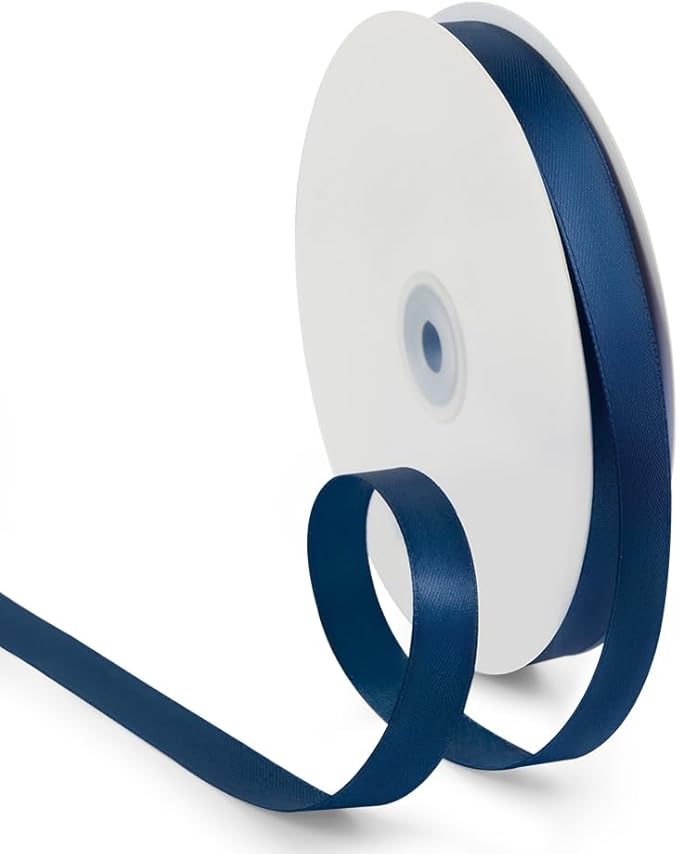 5/8 Inch 100 Yards Satin Ribbon Dark Blue, Solid Color Fabric Ribbon for Gift Wrapping, Wedding, Polyester Gift Ribbon for Birthday Party Decoration, Craft, Hair, Floral, Sewing