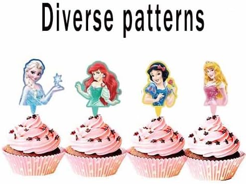 30 Pcs Cute Princess Cartoon Cake Toppers, Cupcake Decorations Birthday Cake, Cute Anime Princess Toppers for Muffin Waffles, Cake Scenographic Party Theme Cartoon for Children Girls