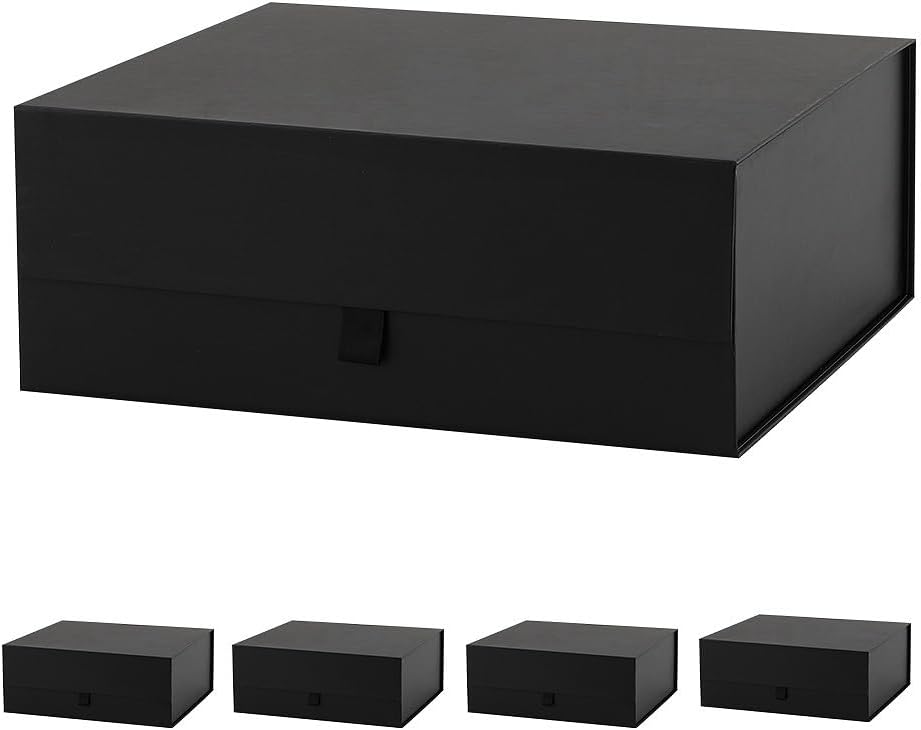 black gift box large 13.5x11.8x4.7 inches, black gift, main product view