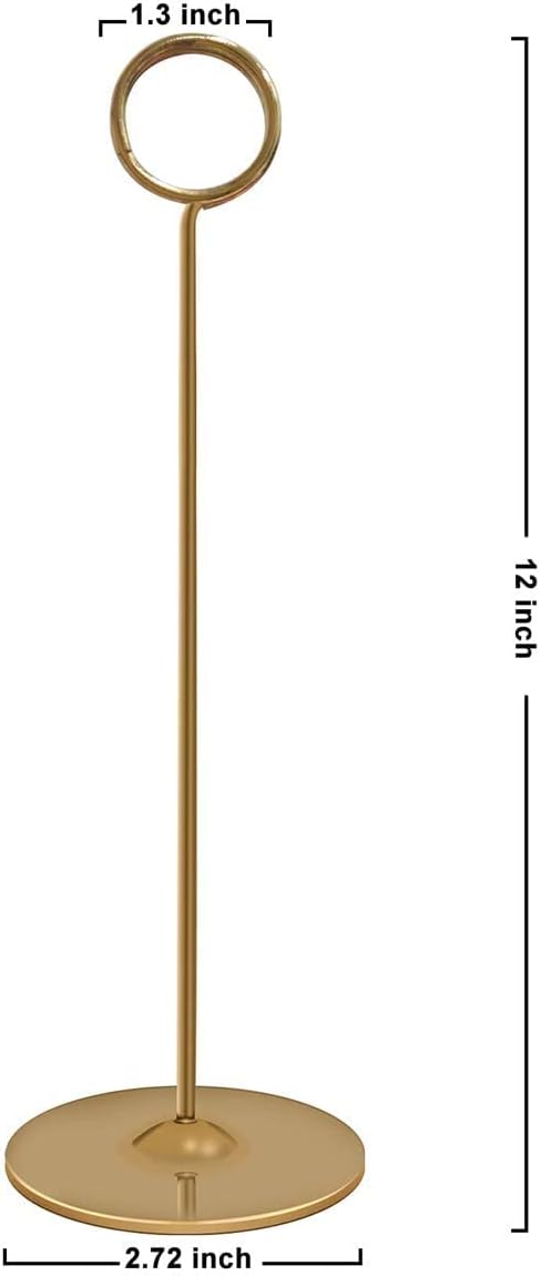Urban Deco 16PK Gold Table Number Holders Place Card Holders 12 Inch Table Card Holders Steel Card Holders for Photos, Food Signs, Memo Notes, Weddings, Restaurants, Birthdays