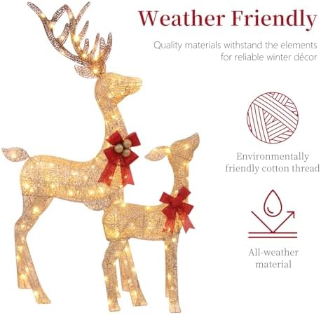 3-piece lighted christmas deer family - holilite 4.5ft showing dimensions