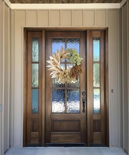 24" fall wreath for front door, faux leaves, package contents