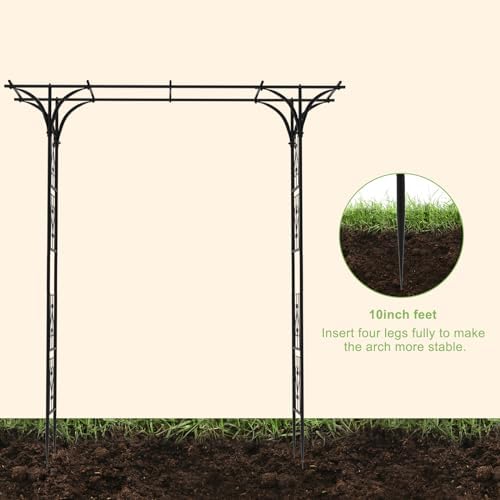 7ft garden arch arbor steel trellis for climbing, close-up detail
