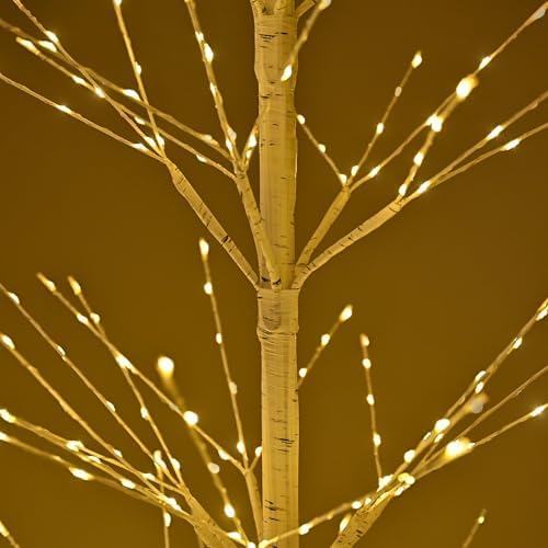 7ft birch tree with 736 led lights, artificial, close-up detail