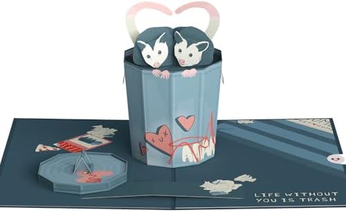 Lovepop Love Pop-Up Card for Her and Him - 3D Greeting Cards for Boys, Girls, Men, Women - Life Without You Is Trash Possums - 5" x 7" Card - Blank Notecard & Envelope Included