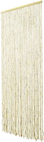 36inch x 79inch natural wood and bamboo beaded, front angle view