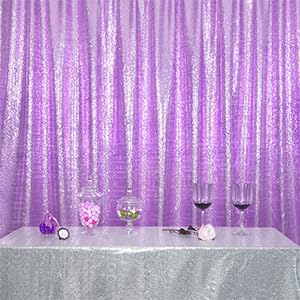 SquarePie Sequin Backdrop Curtain Not See Through Thick Glitter Background for Party 6FT x 8FT Lavender