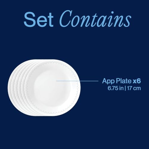 corelle vitrelle 6.75" salad appetizer plate set, triple, close-up detail
