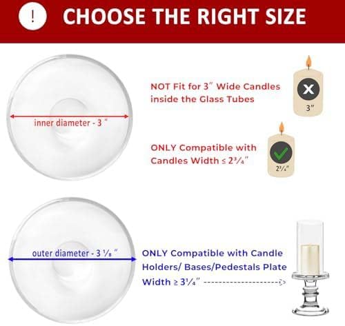 CYS Excel Glass Hurricane Candle Holder – 3" Diameter x 6" Height | Open-Ended Bottomless Cylinder Sleeve, Clear Glass Chimney Tube Cover, 1 Piece