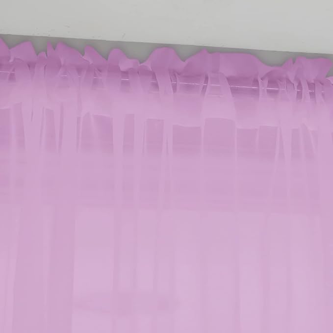 Window Pink Sheer Curtains 130 Inches Long 2 Panels Sheer Curtain Basic Rod Pocket Panel for Bedroom Children Living Room Yard Kitchen (Pink, 52" W x 130" L | 2 pcs)