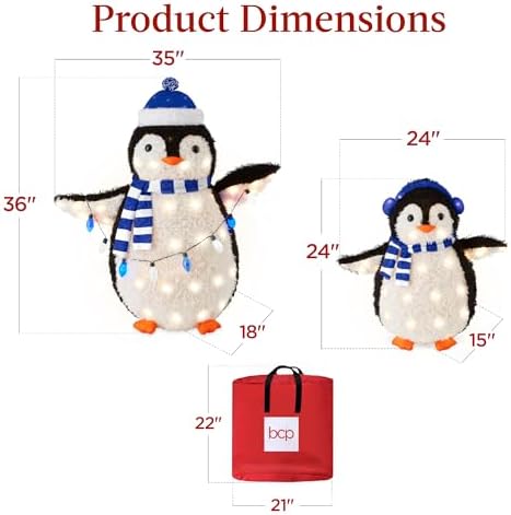 best choice products 2-piece lighted penguin family, 3ft shown in use