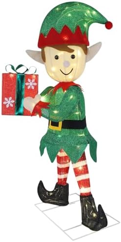 hausse lighted christmas outdoor decor, 38" height pre-lit, front angle view