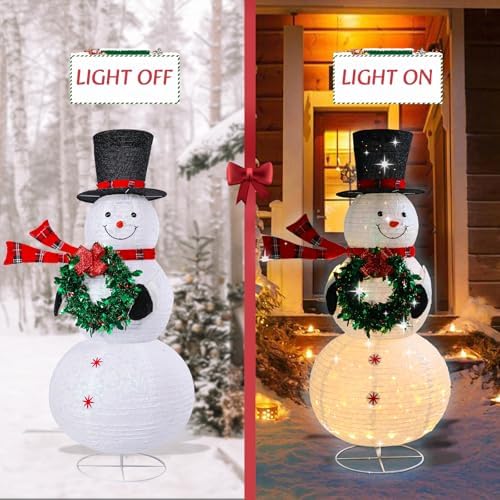 mumtop 6 ft lighted christmas snowman outdoor indoor, close-up detail