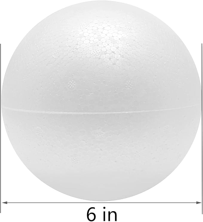 FFchuanhe Craft Foam Balls 6 Inch 6 Pcs Polystyrene Foam Balls Smooth Round Ball, for Arts and Crafts Supplies School Project Wedding Party Decorations, White