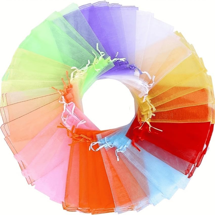 10pcs Organza Drawstring Storage Bag Cosmetic Gauze Bag (2.75"×3.54"), Jewelry Bag, Wedding and Birthday Party Gift Decoration Bag