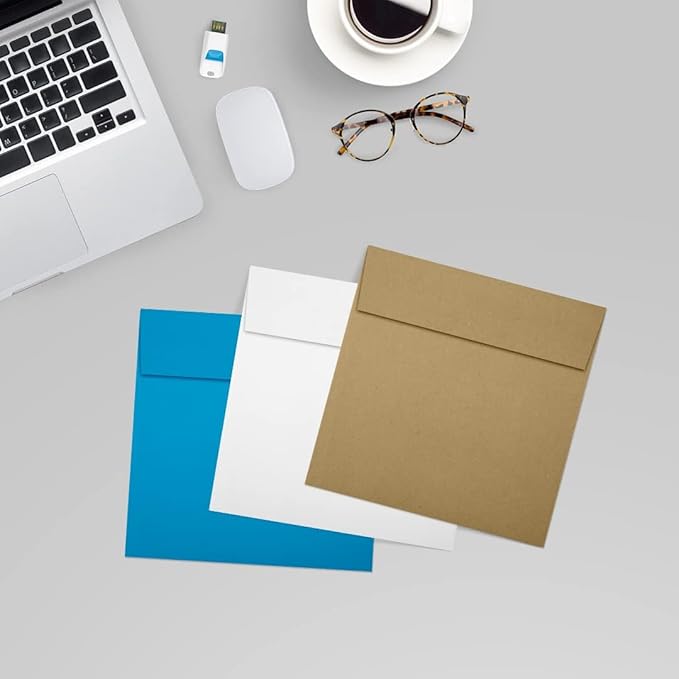 LUXPaper Square Invitation Envelopes | Peel & Press | 5" x 5" | Grocery Bag Brown | 70lb. Text | 50 Qty