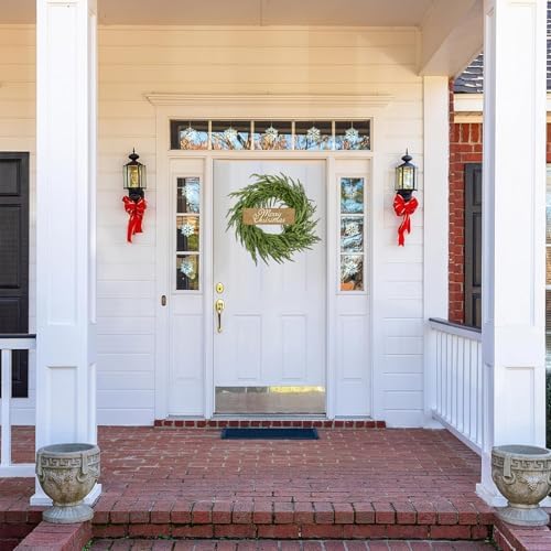 enven 24" norfolk pine wreath for front door, side view