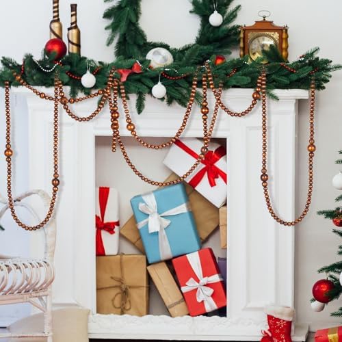 bucherry 4 pcs christmas wood bead garland 28.8, side view