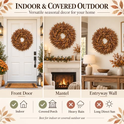 24 inch fall wreaths for front door, artificial on a desk or shelf