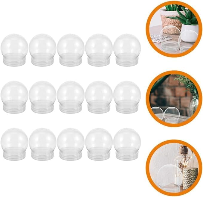 15 Pack 3 inch Snow Globes DIY Snow Globes Clear Plastic Water Globe with Screw Off Cap Water Globe Jar for DIY Crafts Christmas Valentine Home Decoration Snow Globe Clear Fillable Jar Keeps