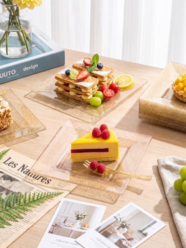 dayammi 200pcs gold dessert plates including 100pcs appetizer, side view