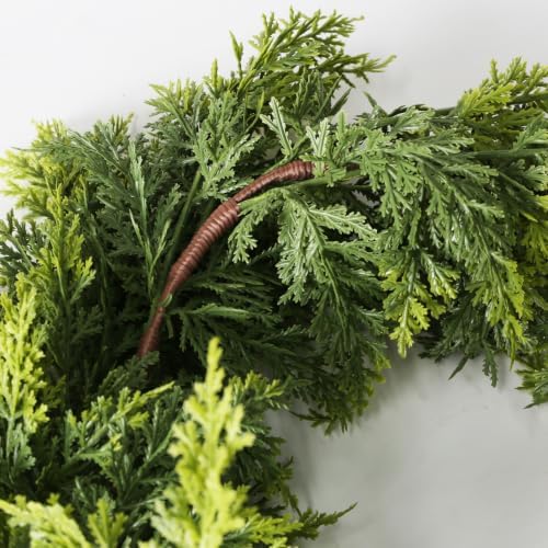 9ft christmas garland, artificial lifelike two-tone cypress flexible, package contents