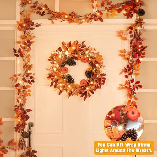 26 inch large foldable fall wreath for front, front angle view