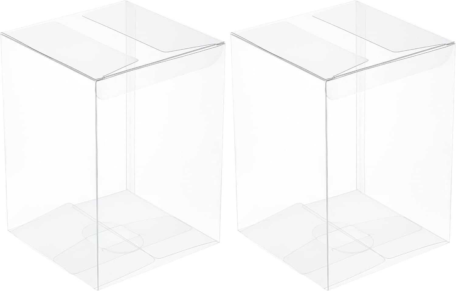 BENECREAT 15Pcs Clear Gift Boxes Rectangle Transparent PVC Favor Boxes 3.9x3.9x5.5'' for Wedding Party Treat Candy Cupcakes, Mother's Day Festival Gift Packaging (Pack of 2)
