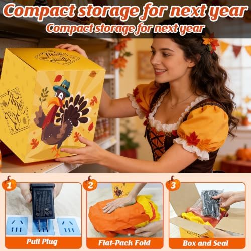 danxilu 8 ft fall pumpkin trio inflatable thanksgiving, front angle view