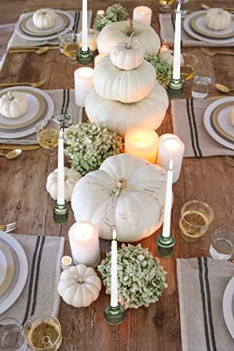 Vixdonos Taper Glass Candlestick Holders Tealight Candle Holders for Table Centerpieces, Wedding Decor and Dinner Party (3 Pcs, Green)