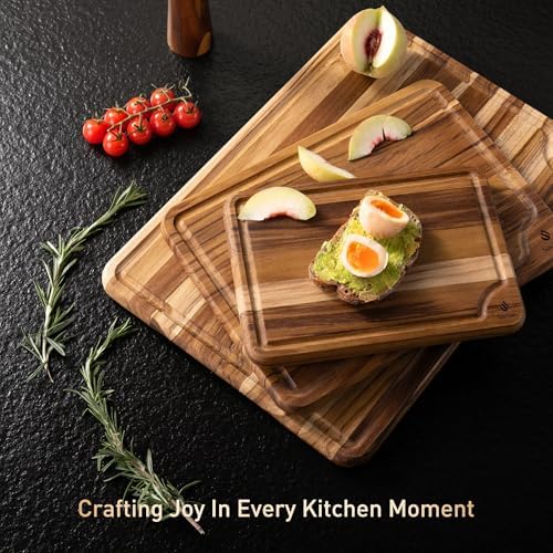 teak wood cutting boards for kitchen 3 pack, view 9