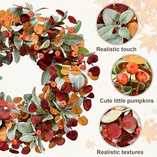 waipfaru fall decor, 22 inch fall wreaths for, close-up detail