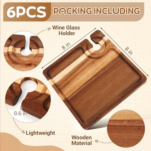 silifine 6 pcs wine appetizer plates with wine, close-up detail
