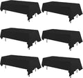 6 Pack Black Table Cloth Rectangle Table 60 x 84 Inch Tablecloths for 6 Foot Rectangle Tables. Stain and Winkle Resistant Polyester Washable TableCloths for Parties Wedding Dining
