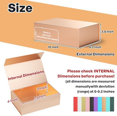 ryddoy 5pack rose gold gift box,9.5x6x3'' gift boxes shown in use