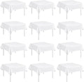fani 12 Pack Square Tablecloth 52 x 52 Inch, White Tablecloth for Square Table, Washable Polyester Table Cloth, Fabric Table Cover for Wedding Parties Restaurant Buffet