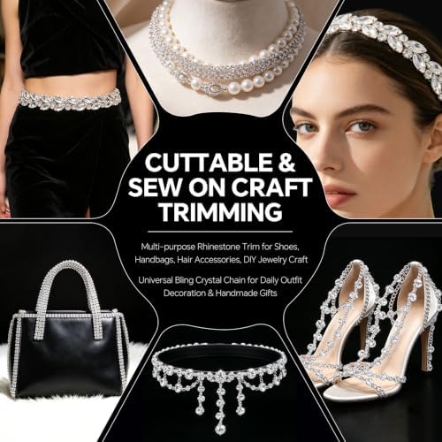 5 yards silver base crystal rhinestones trim set, package contents