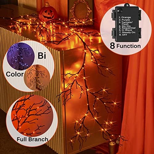 baolitvine lighted halloween garland battery operated with 8, close-up detail