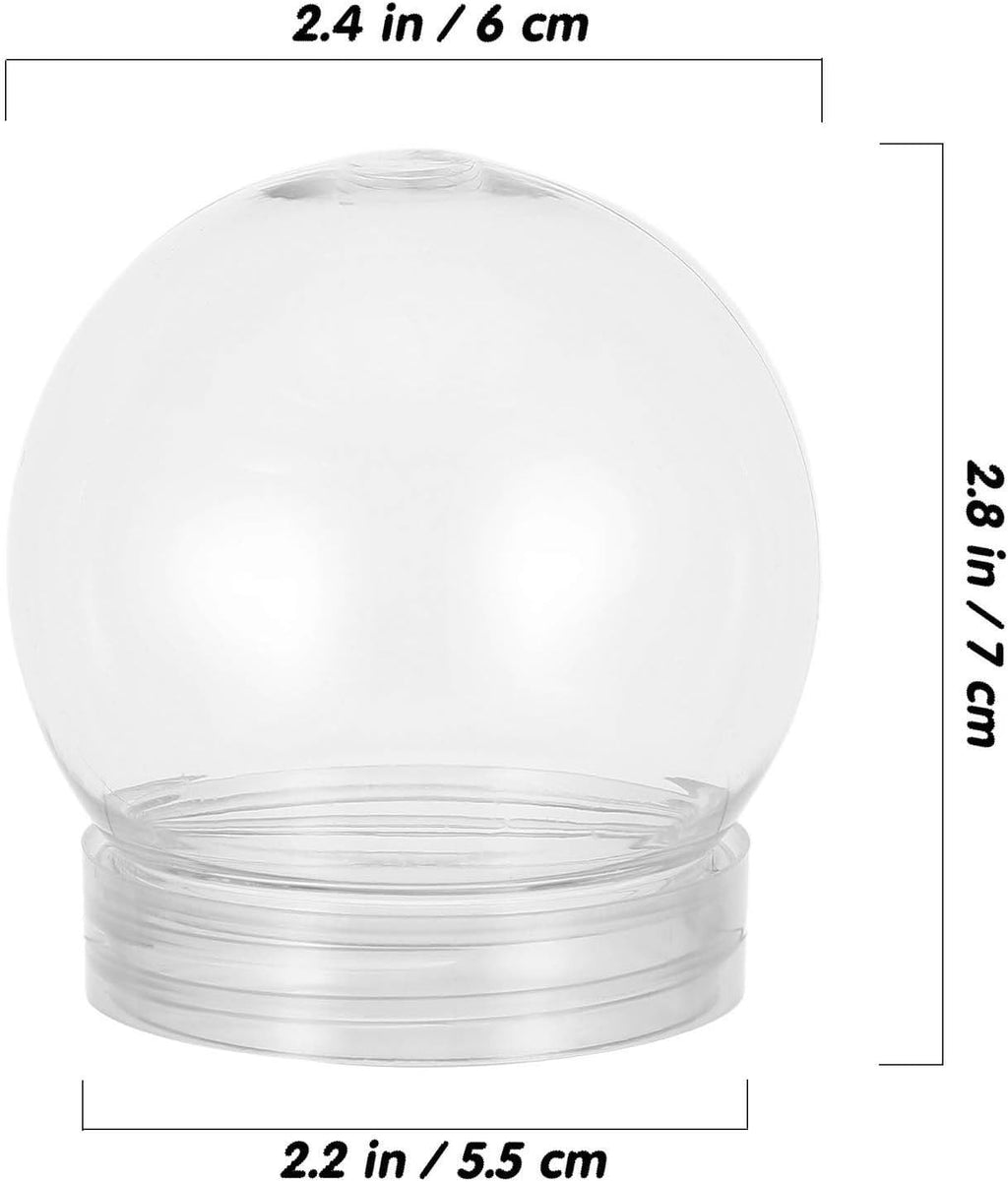 BESTOYARD Pack of 20 3-Inch DIY Snow Globe Water Globes, Clear Plastic with 55mm Screw Off Cap Reusable Kit for Bulk DIY Crafts, Valentines, Xmas, Fillable Commerial Holiday Projects