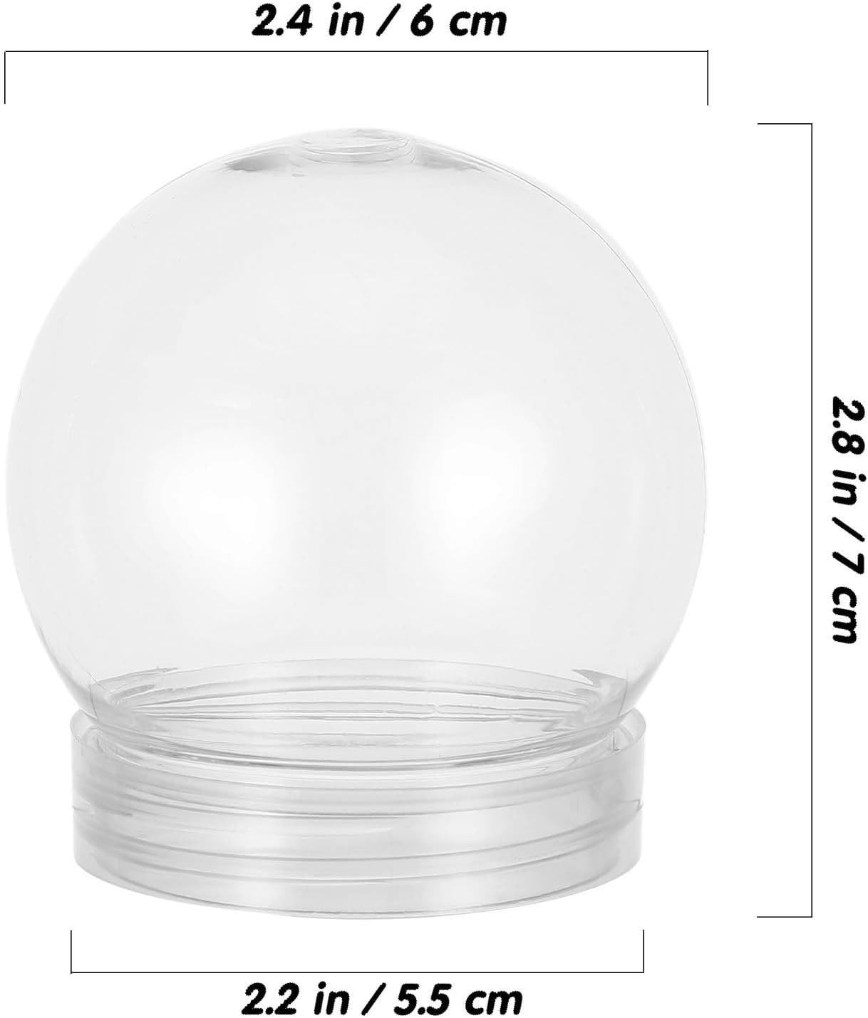 BESTOYARD Pack of 20 3-Inch DIY Snow Globe Water Globes, Clear Plastic with 55mm Screw Off Cap Reusable Kit for Bulk DIY Crafts, Valentines, Xmas, Fillable Commerial Holiday Projects