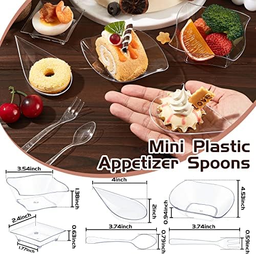 mini appetizer plates disposable, classic style, clear, close-up detail