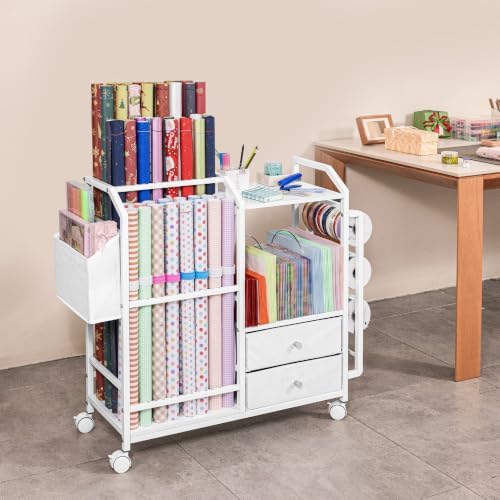 aquzee wrapping paper storage, rolling gift wrap station, main product view